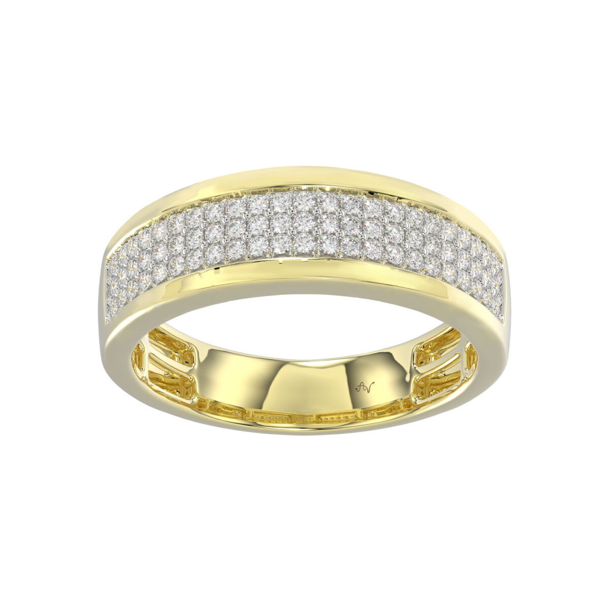 MEN&apos;S BAND 0.40CT ROUND DIAMOND 10K YELLOW GOLD - Image 1