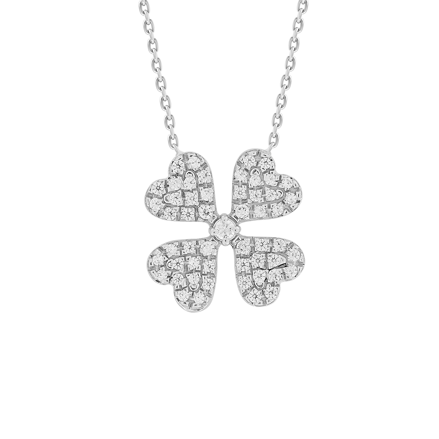 LADIES  PENDANT WITH CHAIN 0.10CT ROUND DIAMOND 10K WHITE GOLD - Image 1