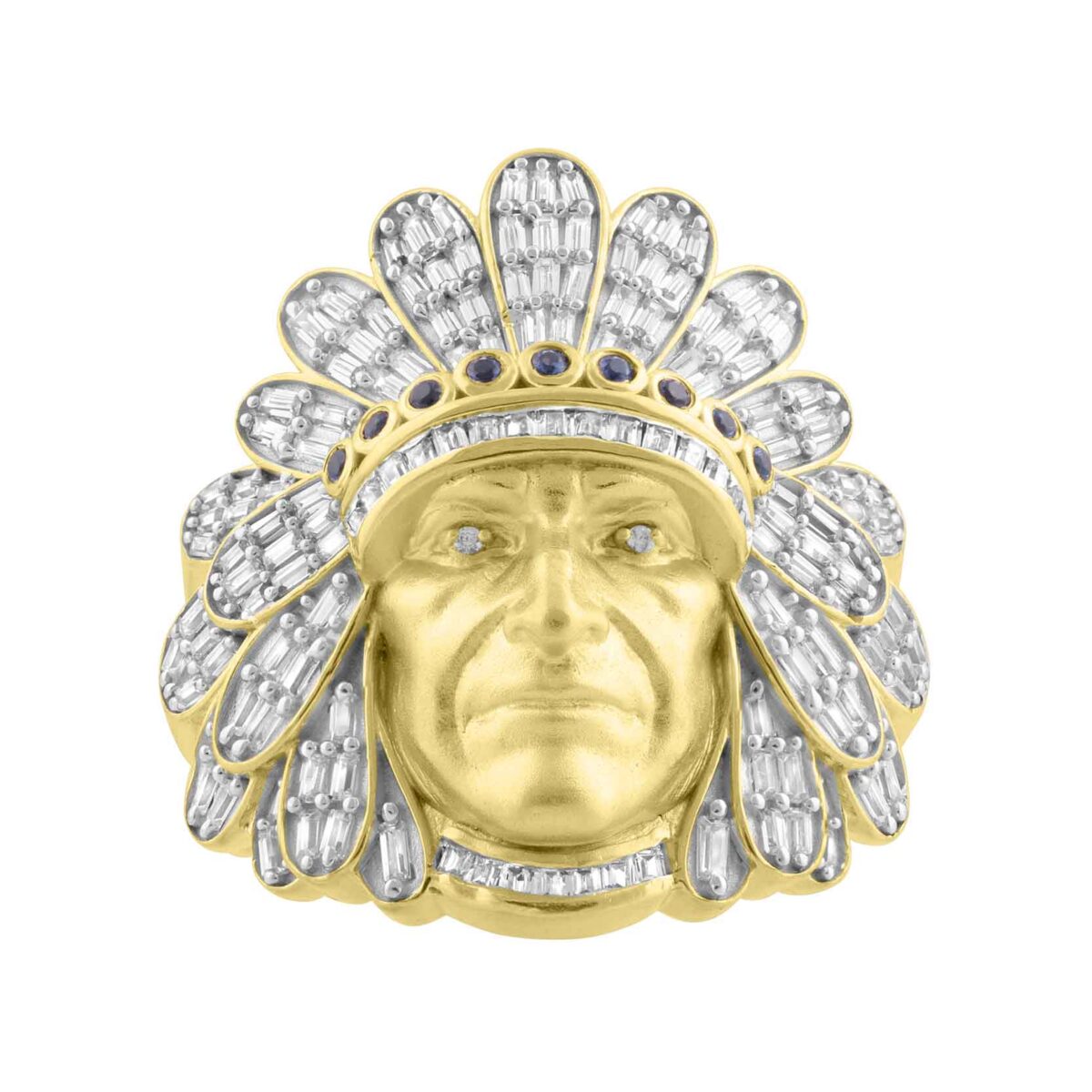 MEN'S RING 1.00CT ROUND/BAGUETTE DIAMOND 10K YELLOW GOLD - Image 1