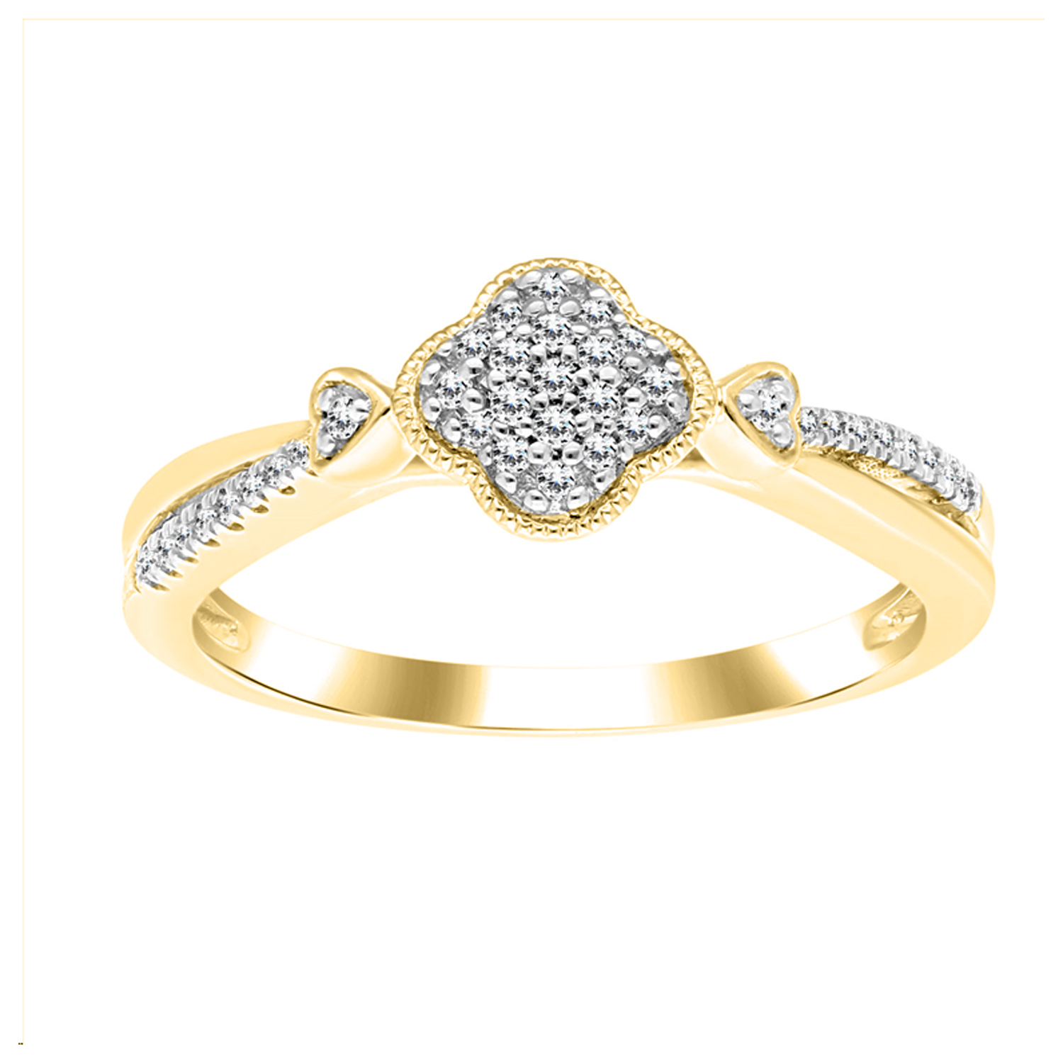 LADIES RING 0.15CT ROUND DIAMOND 14K YELLOW GOLD - Image 1