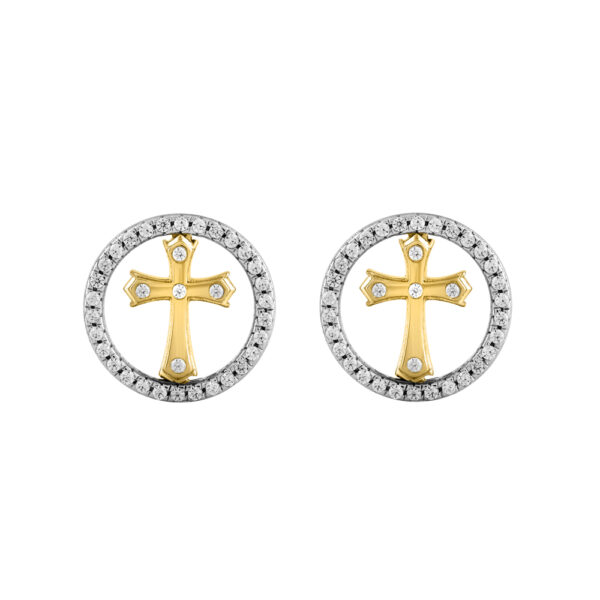 LADIES EARRINGS 0.25CT ROUND DIAMOND 14K YELLOW GOLD