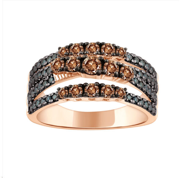 LADIES RING 1.00CT BLUE/DARK BROWN DIAMOND 14K ROSE GOLD