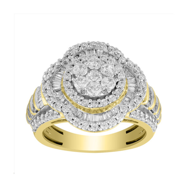 LADIES RING 1.00CT ROUND DIAMOND 10K YELLOW GOLD