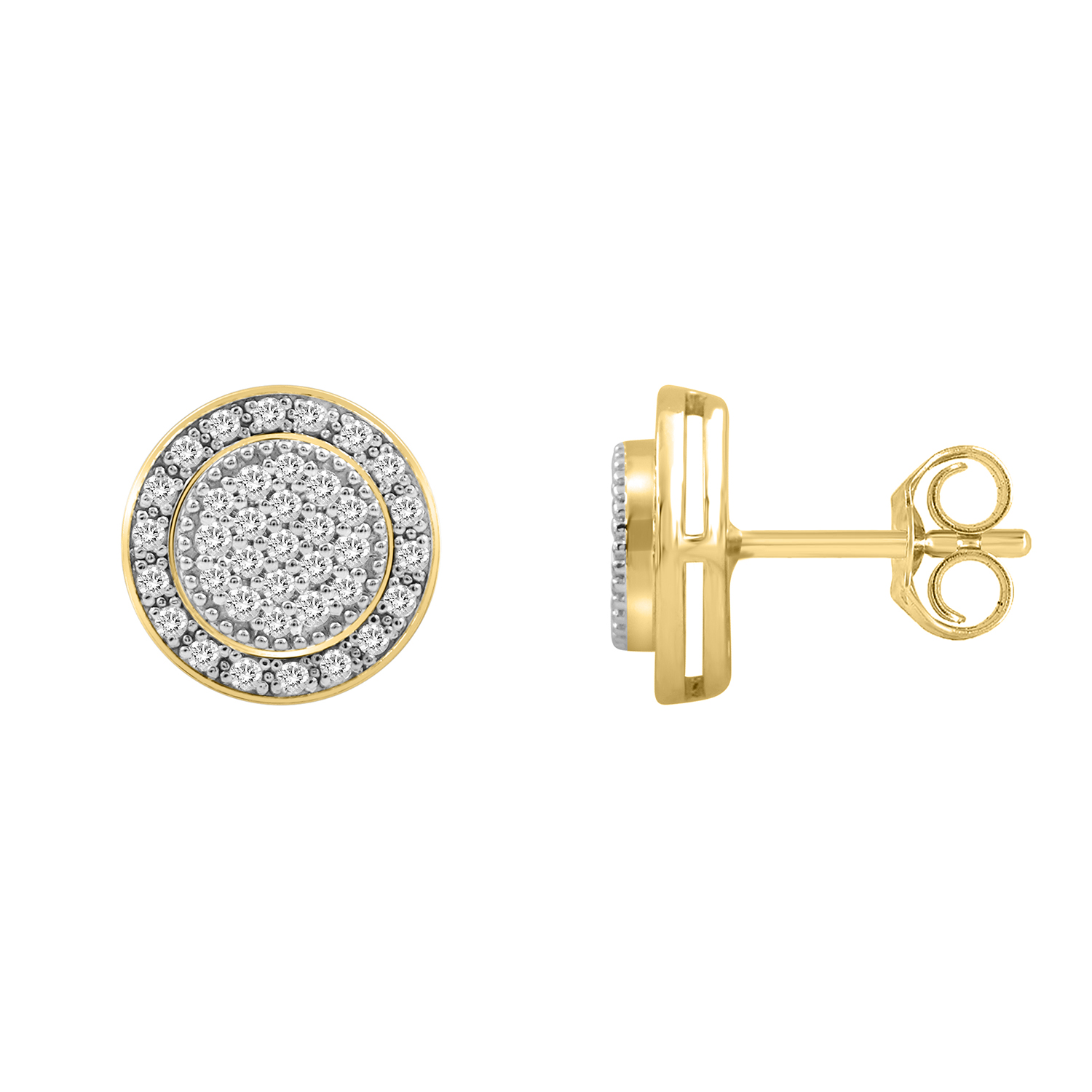 LADIES EARRINGS 0.30CT ROUND DIAMOND 10K YELLOW GOLD - Image 1