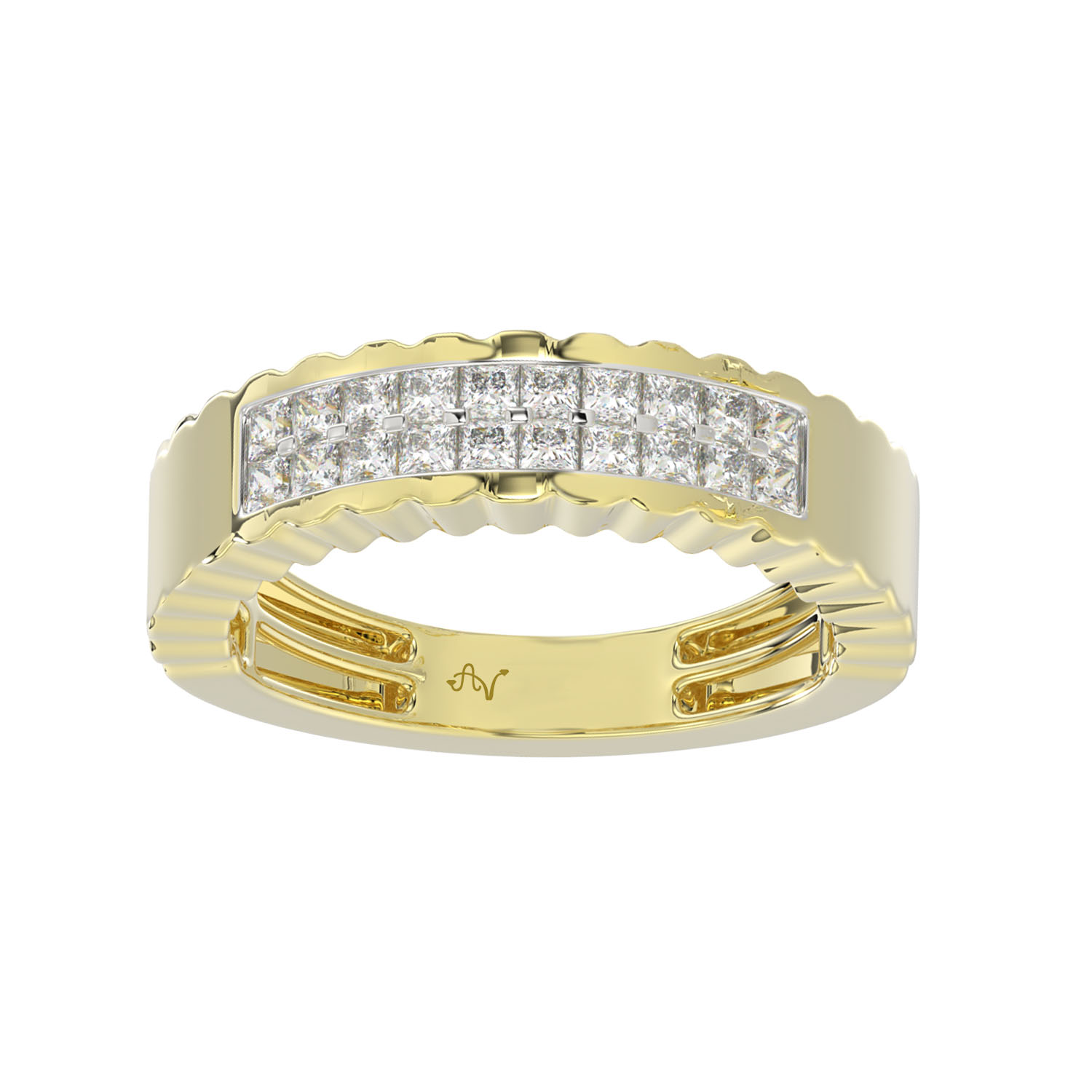 LADIES BAND 0.60CT PRINCESS DIAMOND 14K YELLOW GOLD - Image 1