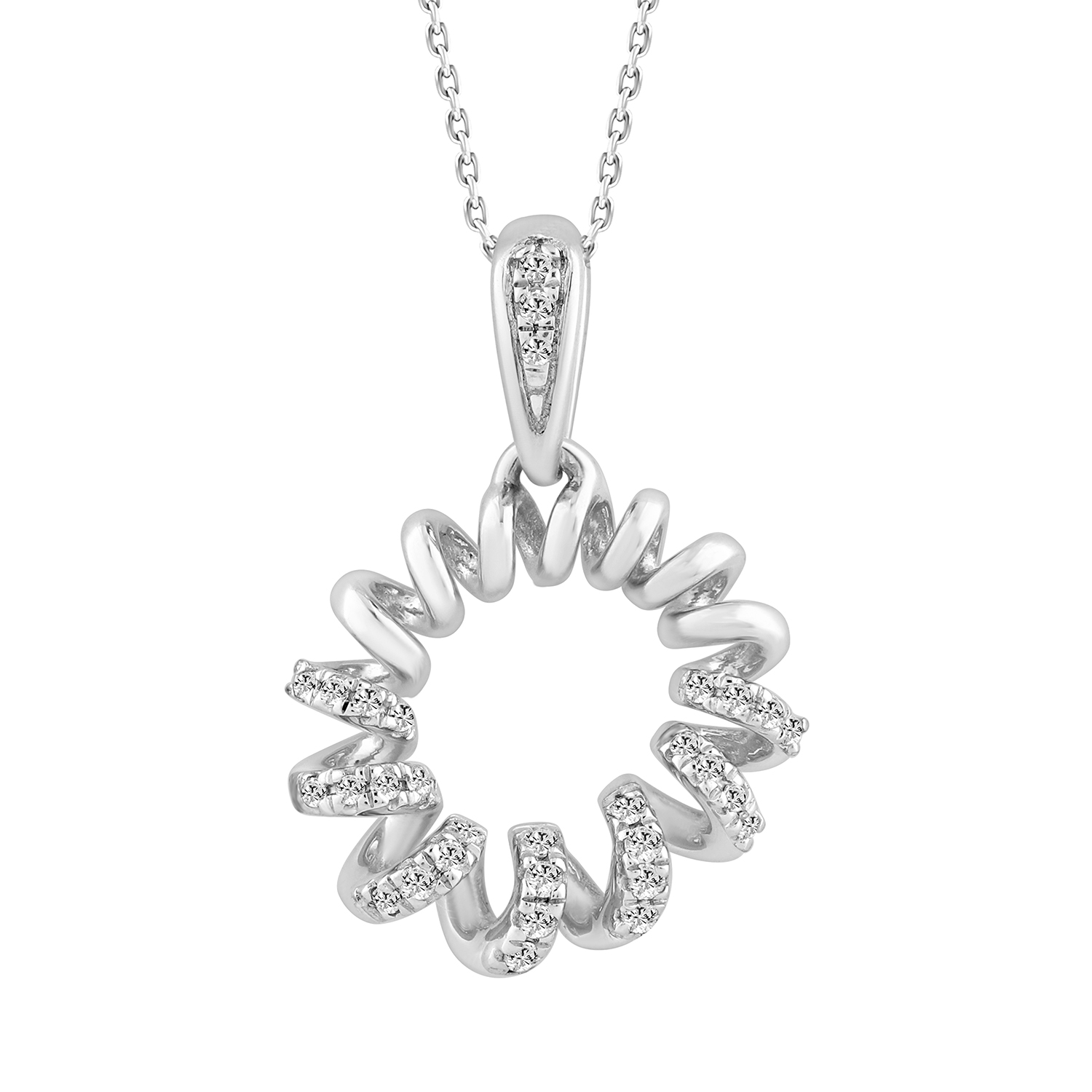 LADIES PENDANT 0.10CT ROUND DIAMOND 14K WHITE GOLD - Image 1