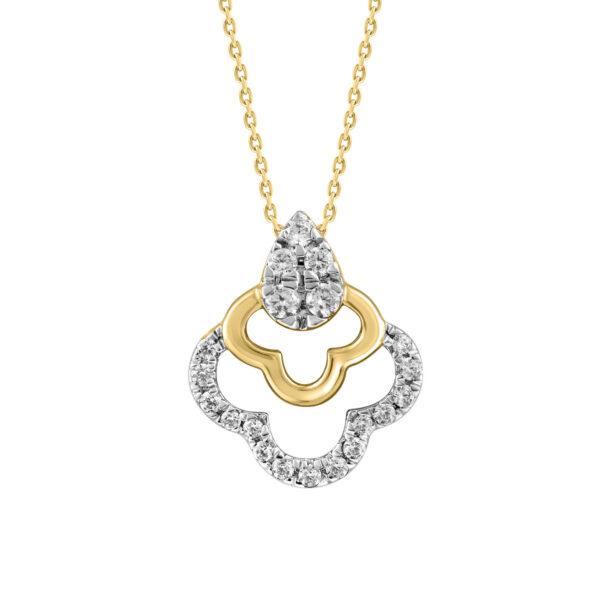 LADIES PENDANT WITH CHAIN 0.13CT ROUND DIAMOND 14K YELLOW GOLD