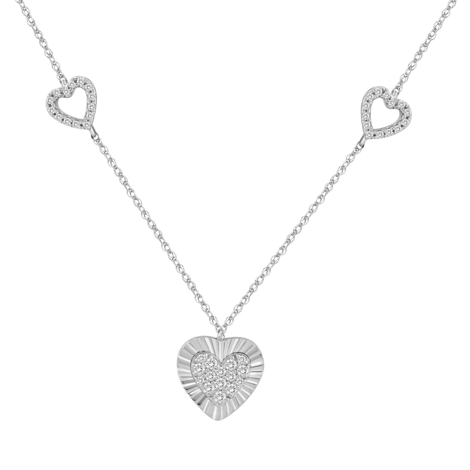 LADIES NECKLACE 0.25CT ROUND DIAMOND 10K WHITE GOLD - Image 1