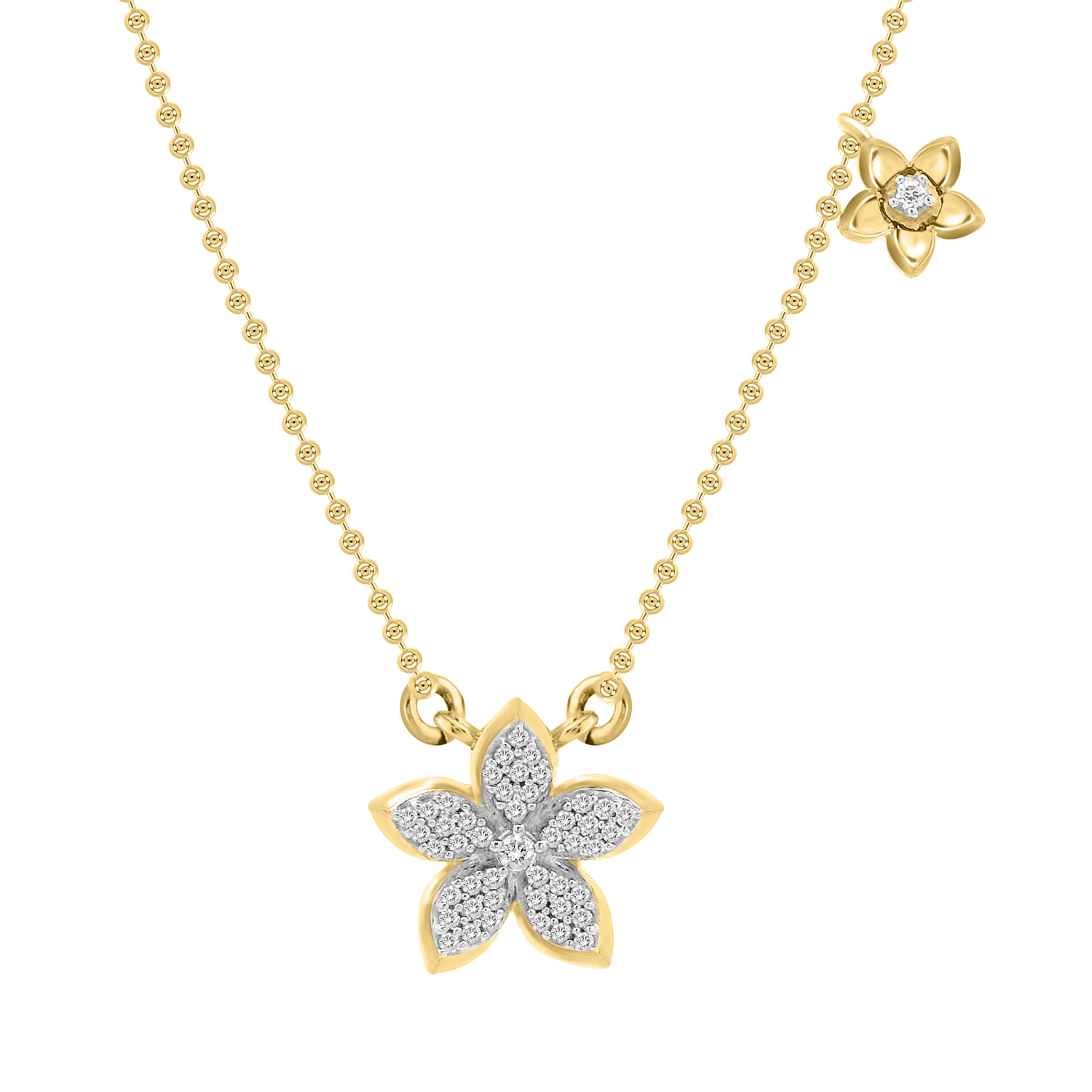 LADIES NECKLACE 0.15CT ROUND DIAMOND 14K YELLOW GOLD - Image 1