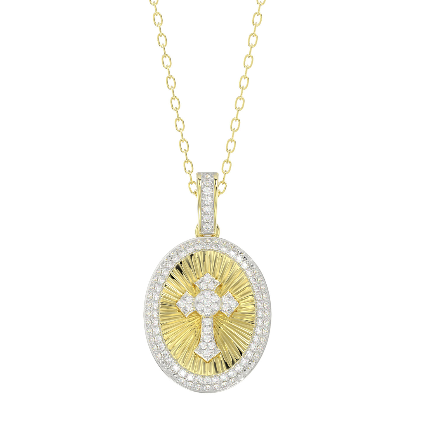 LADIES PENDANT WITH CHAIN 0.20CT ROUND DIAMOND 10K YELLOW GOLD - Image 1