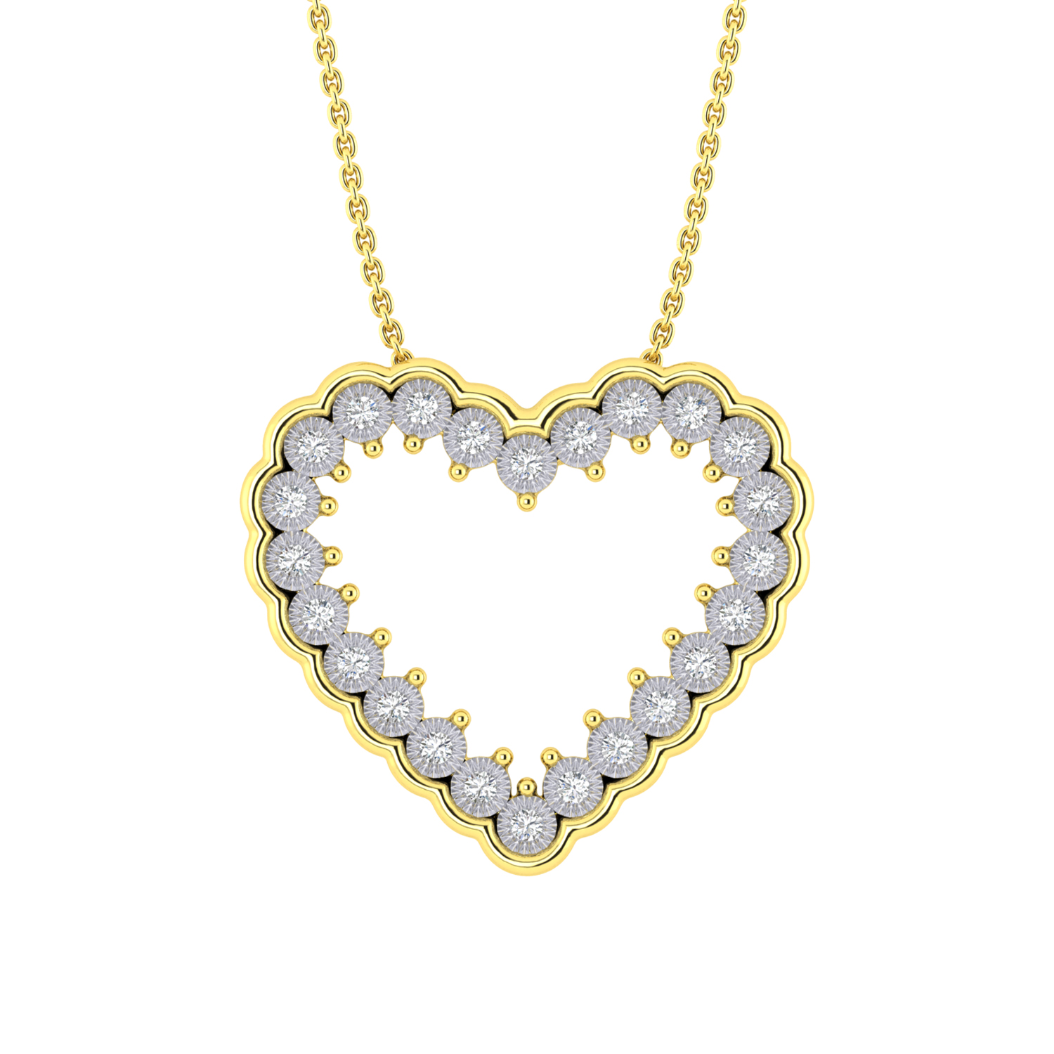 LADIES NECKLACE 0.20CT ROUND DIAMOND 10K YELLOW GOLD - Image 1