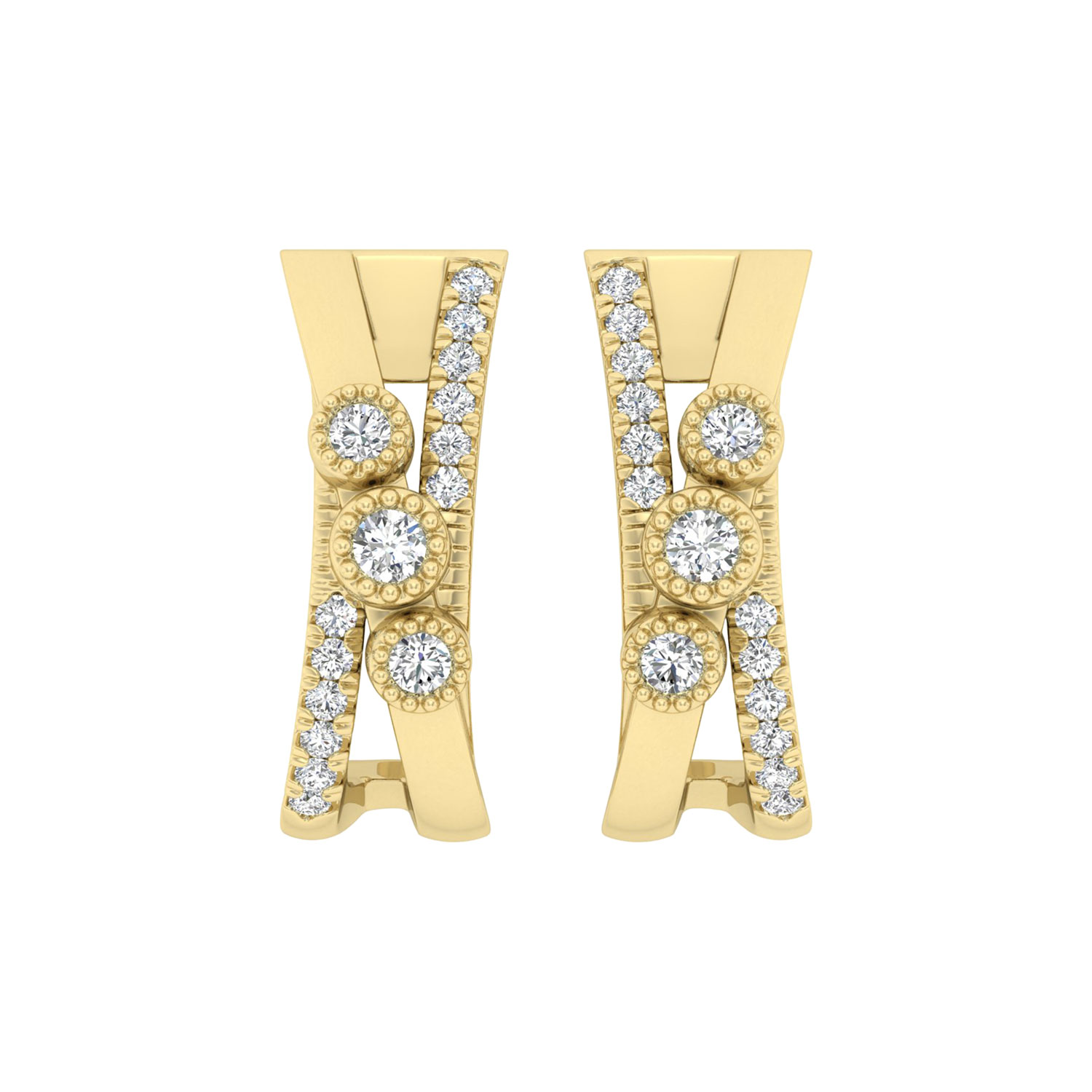 LADIES EARRINGS 0.30CT ROUND DIAMOND 10K YELLOW GOLD - Image 1