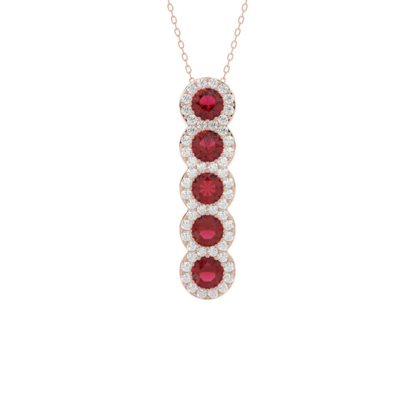 LADIES PENDANT 1.80CT ROUND/RUBY ROUND DIAMOND 14K ROSE GOLD (ROUND RUBY 1.40CT)
