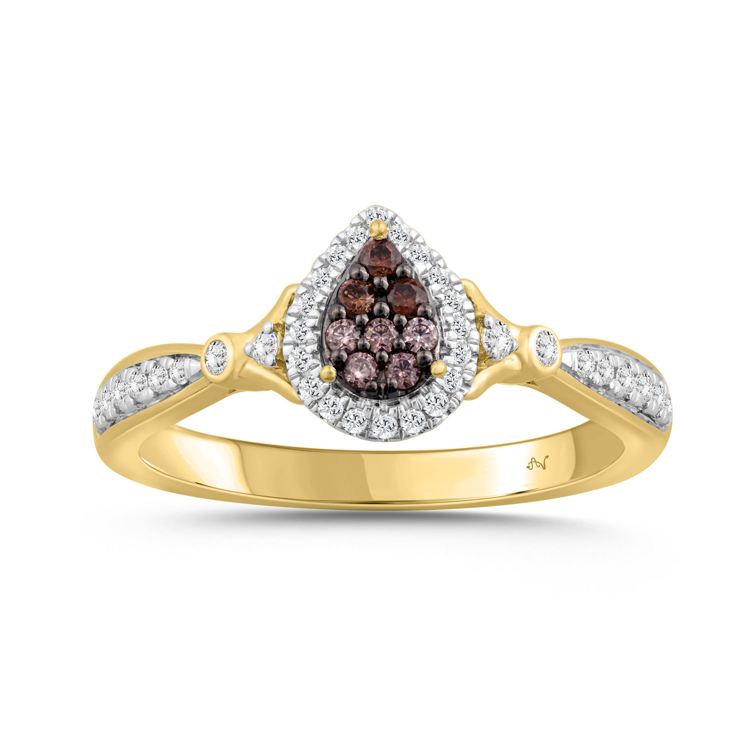 LADIES RING 0.25CT ROUND/DARK BROWN DIAMOND 10K YELLOW GOLD - Image 1