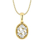 LADIES PENDANT WITH CHAIN 0.20CT ROUND/BAGUETTE DIAMOND 10K YELLOW GOLD