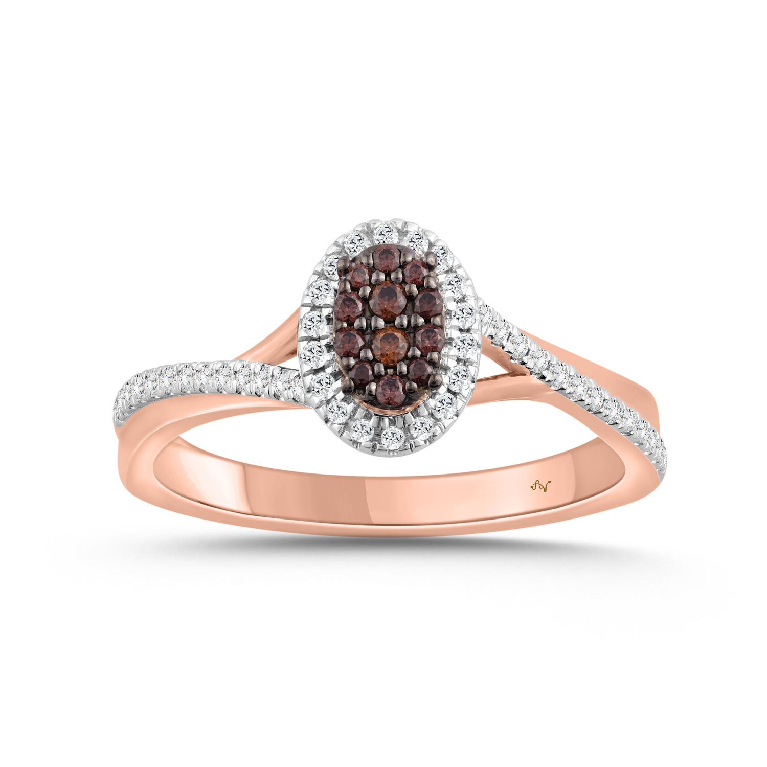 LADIES RING 0.25CT ROUND/DARK BROWN DIAMOND 10K ROSE GOLD - Image 1
