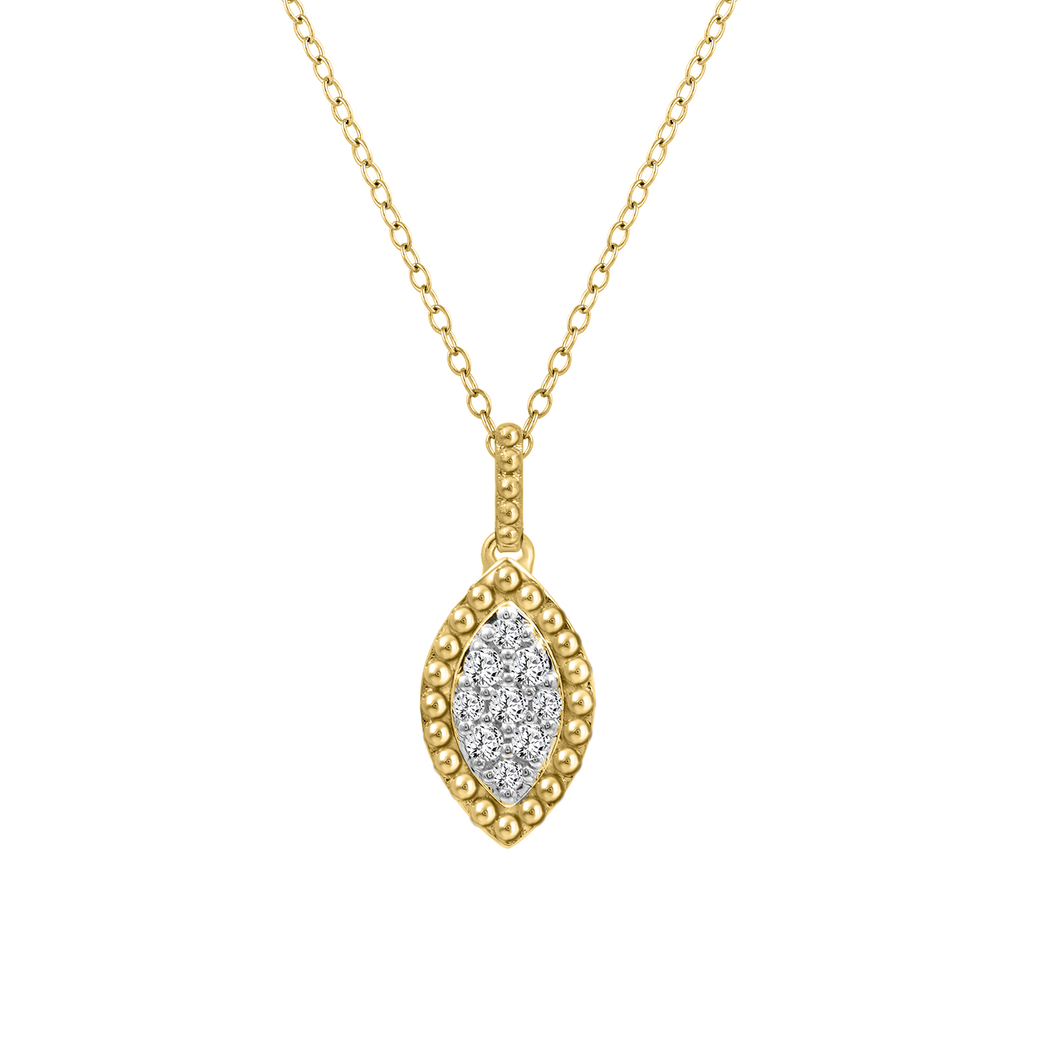 LADIES PENDANT 0.10CT ROUND DIAMOND 10K YELLOW GOLD - Image 1
