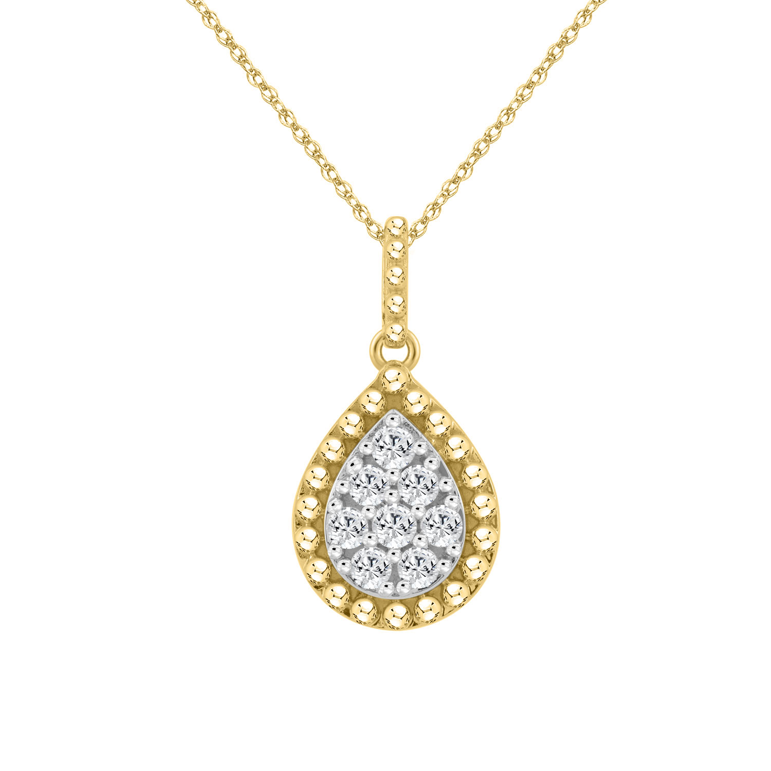LADIES PENDANT WITH CHAIN 0.10CT ROUND DIAMOND 10K YELLOW GOLD - Image 1