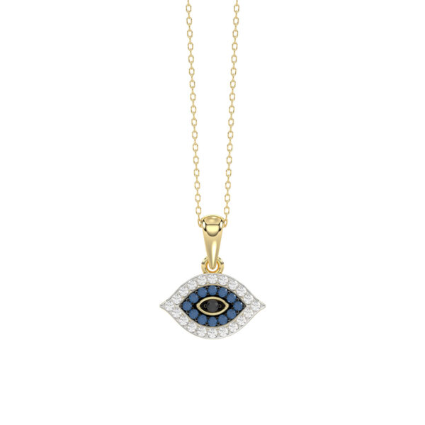 LADIES PENDANT 0.10CT ROUND/BLUE/BLACK DIAMOND 10K YELLOW GOLD