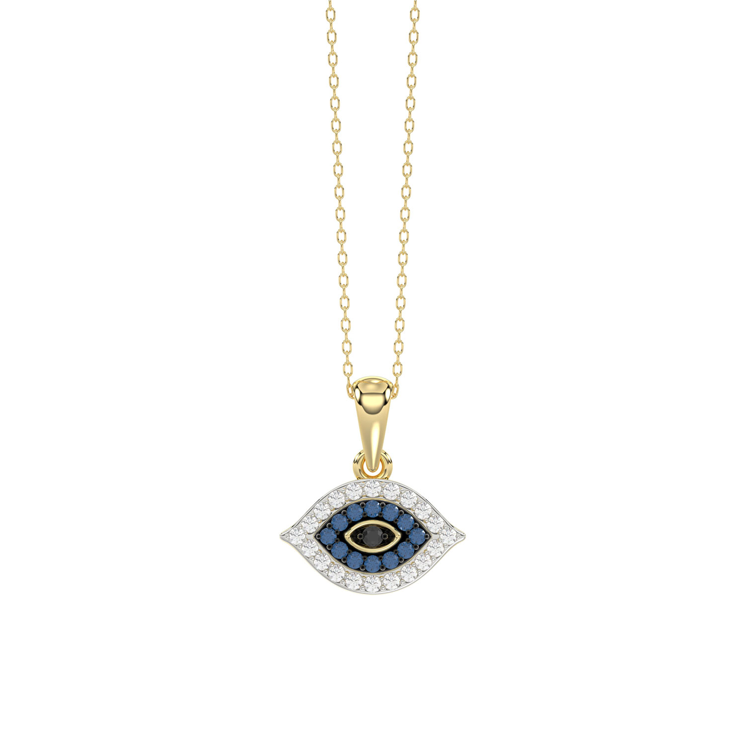 LADIES PENDANT 0.10CT ROUND/BLUE/BLACK DIAMOND 10K YELLOW GOLD - Image 1