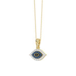 LADIES PENDANT 0.10CT ROUND/BLUE/BLACK DIAMOND 10K YELLOW GOLD - Image 2