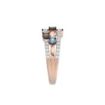 LADIES BAND 0.75CT ROUND/ROUND BLUE/DARK BROWN DIAMOND 14K ROSE GOLD - Image 4
