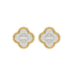 LADIES EARRING 0.25CT ROUND/BAGUETTE DIAMOND 10K YELLOW GOLD