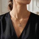 LADIES PENDANT 0.15CT ROUND/BAGUETTE DIAMOND 10K YELLOW GOLD - Image 5