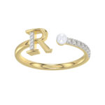 LADIES RING 0.10CT ROUND/PEARL DIAMOND 10K YELLOW GOLD