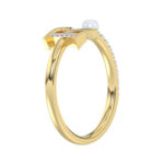 LADIES RING 0.10CT ROUND/PEARL DIAMOND 10K YELLOW GOLD - Image 4