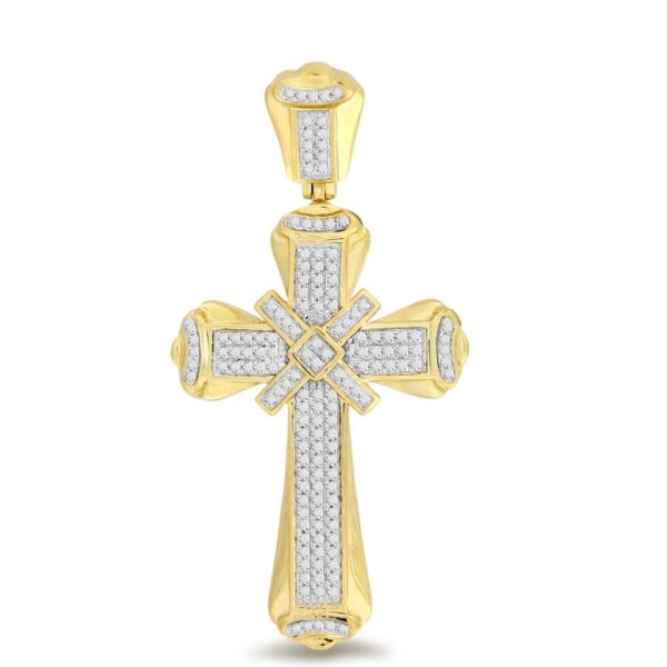 MEN'S CROSS 0.50CT ROUND DIAMOND 10K YELLOW GOLD