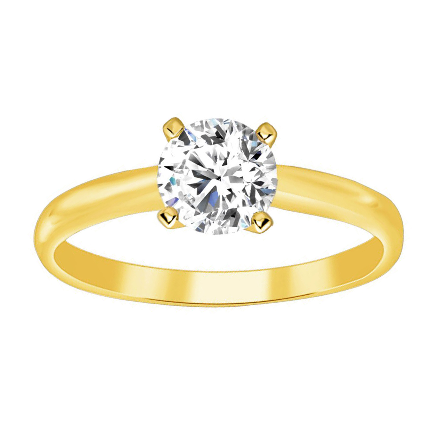 LADIES SOLITAIRE RING 1.00CT ROUND DIAMOND 14K YELLOW GOLD - Image 1