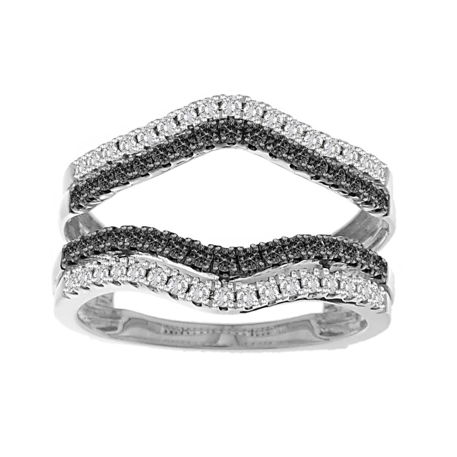 LADIES WRAP RING 0.50CT ROUND/BLACK DIAMOND 14K WHITE GOLD - Image 1