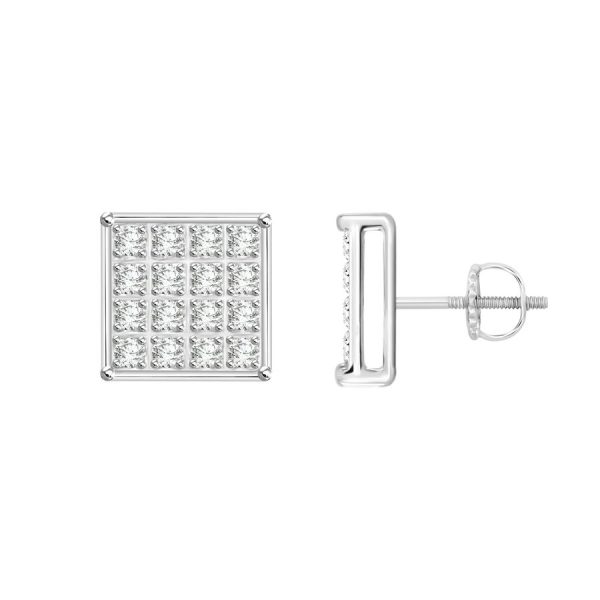 MEN'S YUVA EARRINGS 0.10CT ROUND DIAMOND 10K WHITE GOLD
