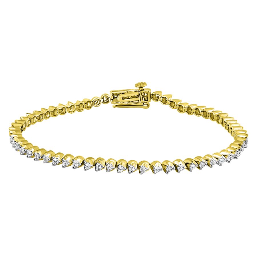 LADIES BRACELET 1.25CT ROUND DIAMOND 10K YELLOW GOLD - Image 1