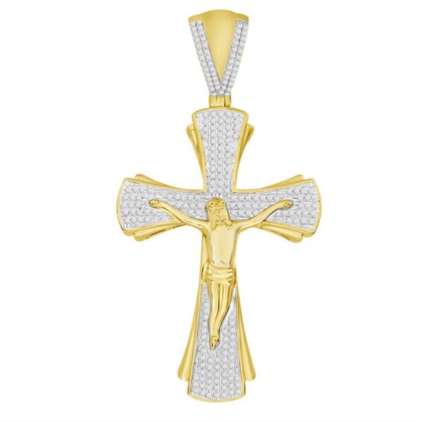 MEN'S CRO PENDANT 0.65CT ROUND DIAMOND 10K YELLOW GOLD